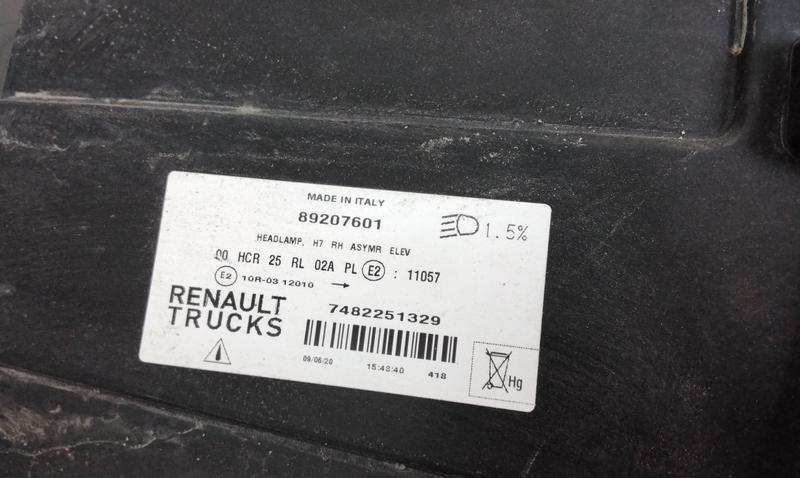 Фара передняя правая Renault T Series галоген линза