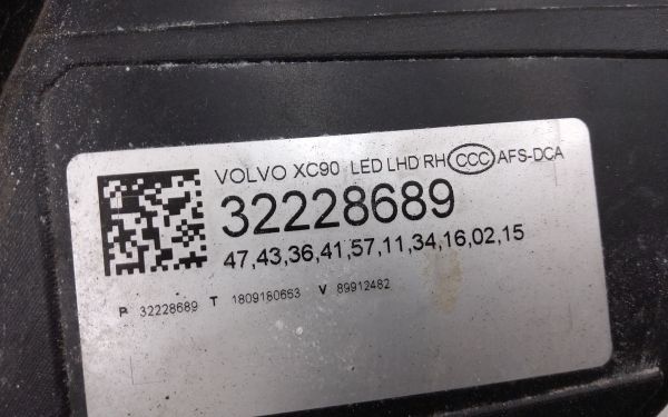 Фара передняя правая Volvo XC90 2 LED ДХО